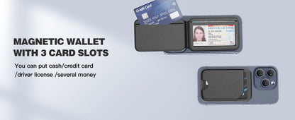 Mag-Safe Wallet Magnetic Wallet for Phone Lightweight Magnetic Phone Pouch Stand Adjustable Leather Mag-Safe Card Holder for iPhone 17/16/15/14/13/12 Series, Not for iPhone 13/12 Mini (Black)