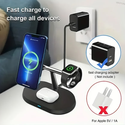3 in 1 Foldable Wireless Charger, Fast Wireless Charging Station Stand for Iphone 16/15/14/13/12/11/ Pro/Max/Mini/8/Plus/ X/XR/XS/X/SE, for Iwatch Ultra2/Ultra/9/8/7/6/ 5/4/3/2/1/SE, for Airpods 3/2/Pro2/Pr