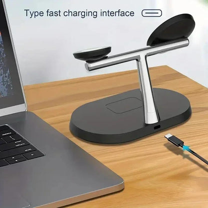 3 in 1 Foldable Wireless Charger, Fast Wireless Charging Station Stand for Iphone 16/15/14/13/12/11/ Pro/Max/Mini/8/Plus/ X/XR/XS/X/SE, for Iwatch Ultra2/Ultra/9/8/7/6/ 5/4/3/2/1/SE, for Airpods 3/2/Pro2/Pr