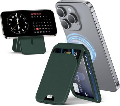 Mag-Safe Wallet Magnetic Wallet for Phone Lightweight Magnetic Phone Pouch Stand Adjustable Leather Mag-Safe Card Holder for iPhone 17/16/15/14/13/12 Series, Not for iPhone 13/12 Mini (Black)